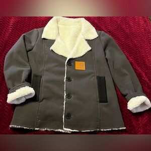 NWOT Carhartt Dark Gray Sherpa-Lined Jacket Pea Coat Women’s size Medium